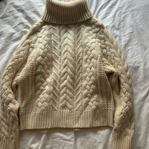 27 miles Cozy Cable Knit Turtleneck Sweater - Cream